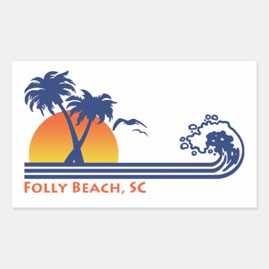 Sticker Rectangulaire Folly Beach Caroline du Sud (Devant)