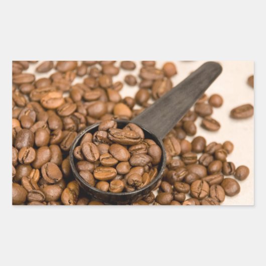 Sticker Rectangulaire Fond de grains de café (Devant)
