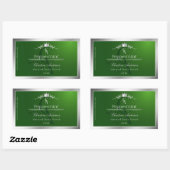 Sticker Rectangulaire Forest Green Product Label Silver Frame Monogram (Feuille)