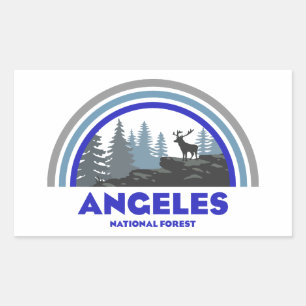 Sticker Rectangulaire Forêt nationale d'Angeles Cerf Arc-en-ciel