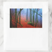 Sticker Rectangulaire Forêt peinte Automne Brouillard bleu (Sac)