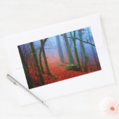 Sticker Rectangulaire Forêt peinte Automne Brouillard bleu (Enveloppe)