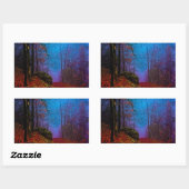 Sticker Rectangulaire Forêt peinte d'automne brume violette (Feuille)
