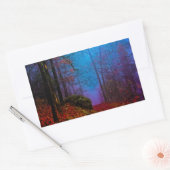 Sticker Rectangulaire Forêt peinte d'automne brume violette (Enveloppe)