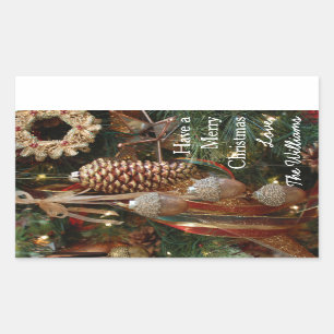 Sticker Rectangulaire Forêt rustique Noël Ornements de Noël