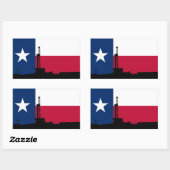 Sticker Rectangulaire Foreuse à huile du drapeau du Texas (Feuille)