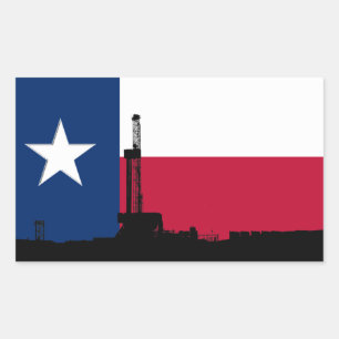 Sticker Rectangulaire Foreuse à huile du drapeau du Texas