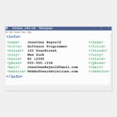 Sticker Rectangulaire Format de codeur du Bloc-notes Programmeur informa (Devant)
