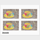 Sticker Rectangulaire formes de café rétro (Feuille)