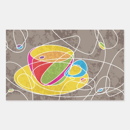 Sticker Rectangulaire formes de café rétro (Devant)