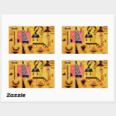 Sticker Rectangulaire Formes géométriques roses et incisives Abstraites  (Feuille)