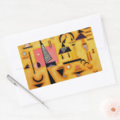 Sticker Rectangulaire Formes géométriques roses et incisives Abstraites  (Enveloppe)