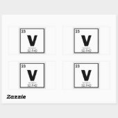 Sticker Rectangulaire Formule chimique du symbole du vanadium (Feuille)