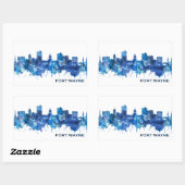 Sticker Rectangulaire Fort Wayne Indiana Skyline Blue (Feuille)