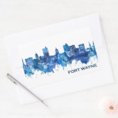 Sticker Rectangulaire Fort Wayne Indiana Skyline Blue (Enveloppe)