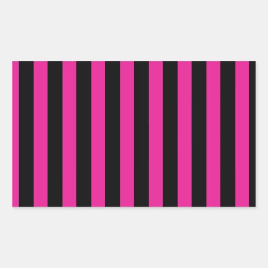 Sticker Rectangulaire Fouchsia et bandes de bonbons noirs (Devant)