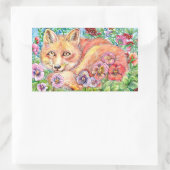Sticker Rectangulaire Fox et Pansies (Sac)
