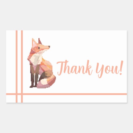 Sticker Rectangulaire Fox Pixel Art, Pixelart thank you (Devant)
