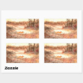 Sticker Rectangulaire Fox Traversant le terrain (Feuille)