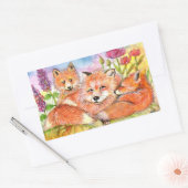 Sticker Rectangulaire Foxes dans le patch de fleurs (Enveloppe)