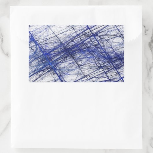 Sticker rectangulaire fractal Abstrait bleu (Sac)