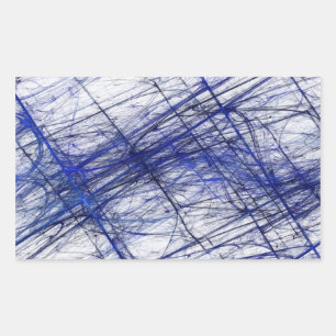 Sticker rectangulaire fractal Abstrait bleu