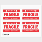 Sticker Rectangulaire Fragile Dessus Dessus Manipuler avec soin (Feuille)