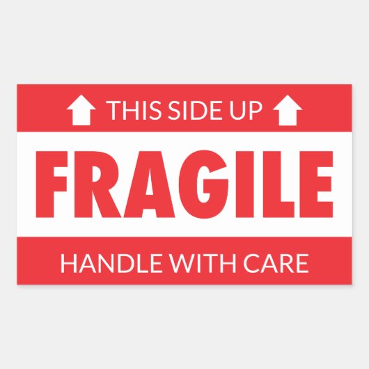 Sticker Rectangulaire Fragile Dessus Dessus Manipuler avec soin (Devant)