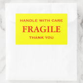 Sticker Rectangulaire Fragile jaune/rouge. Manipuler avec soin. Merci. (Sac)