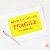 Sticker Rectangulaire Fragile jaune/rouge. Manipuler avec soin. Merci. (Enveloppe)