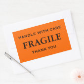 Sticker Rectangulaire Fragile orange/noir. Manipuler avec soin. Merci. (Enveloppe)