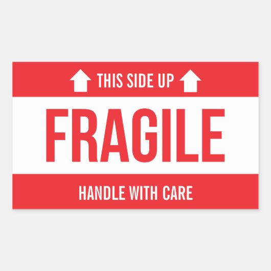 Sticker Rectangulaire Fragile This Side Up Handle With Care (Devant)