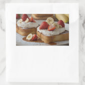 Sticker Rectangulaire Fraise et banane Toast français (Sac)