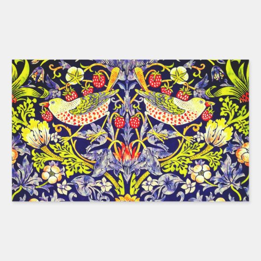 Sticker Rectangulaire Fraise Thief Oiseaux William Morris (Devant)