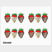 Sticker Rectangulaire Fraises couvertes de chocolat Saint-Valentin (Feuille)