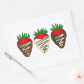 Sticker Rectangulaire Fraises couvertes de chocolat Saint-Valentin (Enveloppe)