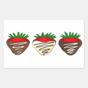 Sticker Rectangulaire Fraises couvertes de chocolat Saint-Valentin