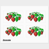 Sticker Rectangulaire Fraises fraîches (Feuille)