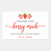 Sticker Rectangulaire Framboise rouge Merci d'anniversaire beaucoup (Devant)