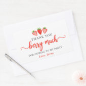 Sticker Rectangulaire Framboise rouge Merci d'anniversaire beaucoup (Enveloppe)