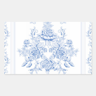 Sticker Rectangulaire français, shabby chic, vintage, bleu pâle, blanc, 