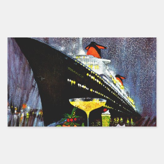 Sticker Rectangulaire France avec Champagne (Devant)