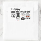 Sticker Rectangulaire Frankenstein et amis éffrayants - noir, blanc et (Sac)