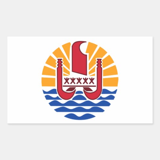Sticker Rectangulaire French Polynesia Flag, Drapeau Polynésie Française (Devant)