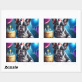 Sticker Rectangulaire Frenchie Birthday Bash : Un mignon Bulldog françai (Feuille)