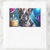 Sticker Rectangulaire Frenchie Birthday Bash : Un mignon Bulldog françai (Sac)