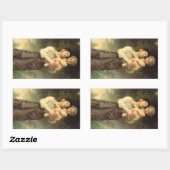 Sticker Rectangulaire Frère et Sœur de William Adolphe Bouguereau (Feuille)