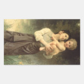 Sticker Rectangulaire Frère et soeur par William Adolphe Bouguereau (Devant)