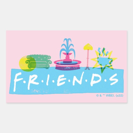 Sticker Rectangulaire FRIENDS™ | Logo avec icônes (Devant)