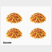 Sticker Rectangulaire Frites Chargées Au Fromage Et Au Bacon (Feuille)